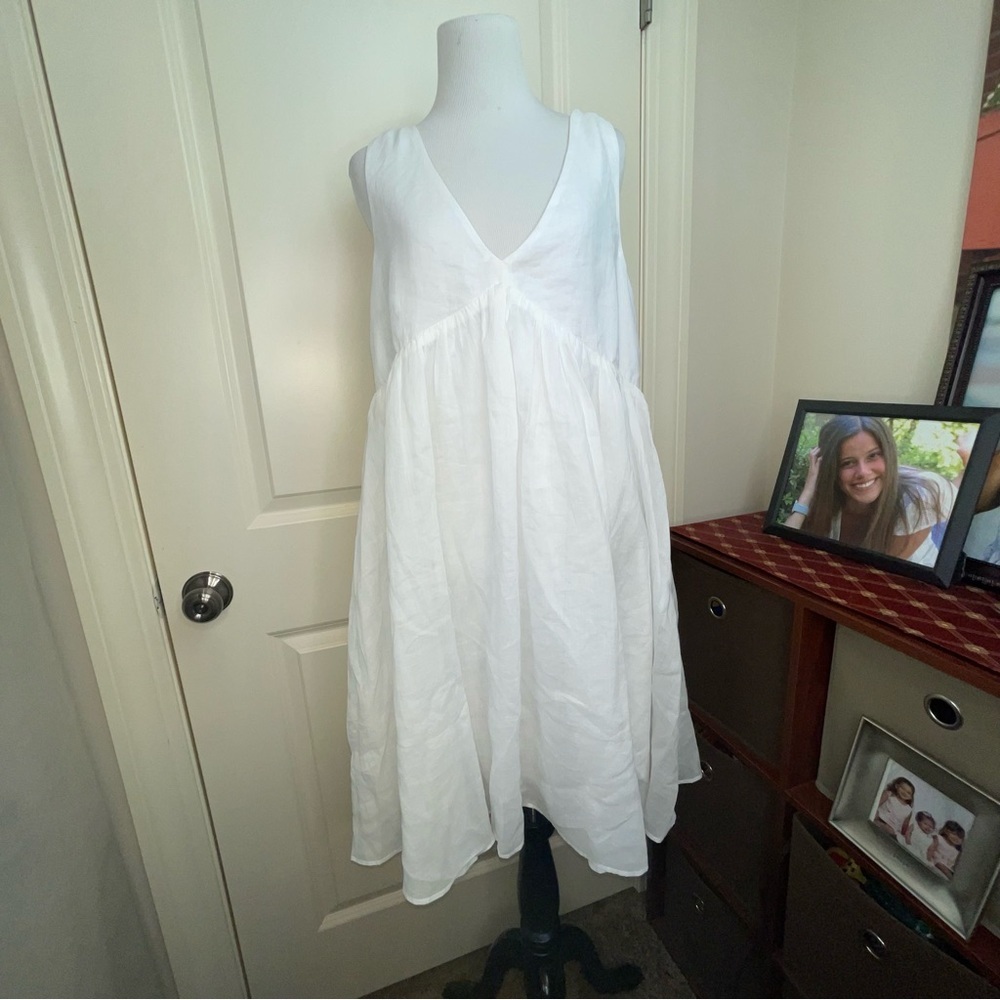 J Crew Double V Neck Ramie Cotton Sleeveless Dress M - Picture 5 of 17